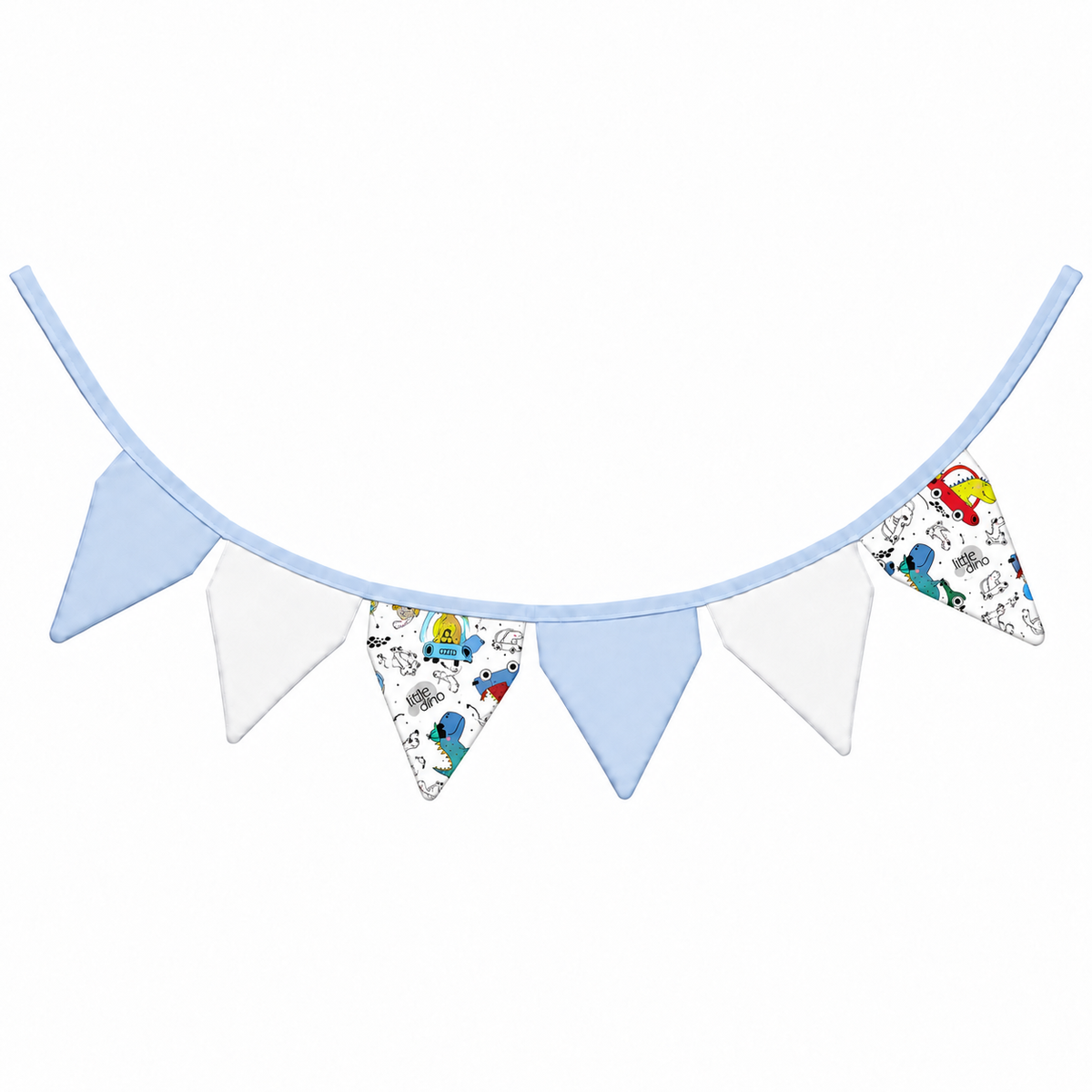 Bandeirinhas Decorativas 2,10m Dino Carros c/ Azul Bebê