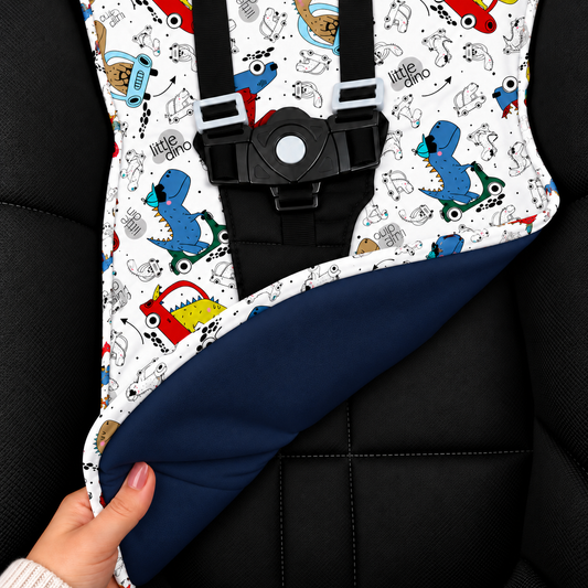 Capa para Carrinho de Bebê Universal Dino Carros c/ Azul Marinho