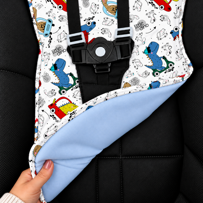 Capa para Carrinho de Bebê Universal Dino Carros c/ Azul Bebê