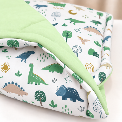 Edredom Estampado Dupla Face para Mini Berço Dino MLH c/ Verde