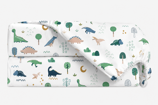 Lençol Estampado para Mini Berço 100% Algodão Dino MLH