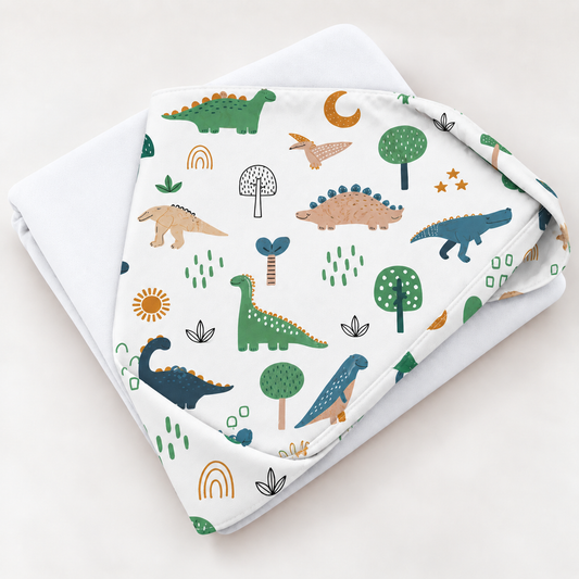 Toalha de Banho com Capuz Forrada Plush Atoalhado Premium 1M x 70cm Dino MLH