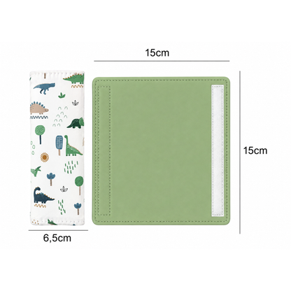 Kit Colchonetes 3 Peças para Carrinho & Bebê Conforto + Protetores de Cinto Dino MLH Verso Verde Menta