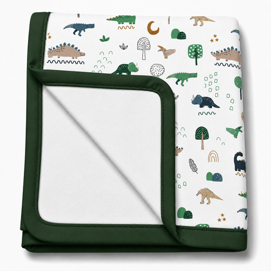 Manta Flanelada Soft Premium Dupla 90 x 70 cm Dino MLH c/ Verde Escuro