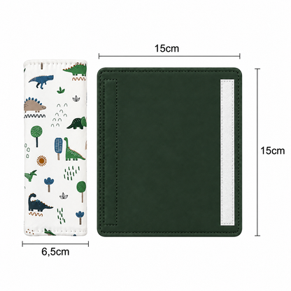 Kit para Bebê Conforto 4 Peças Dupla Face com Capota Tenda Dino MLH Verso Verde Escuro