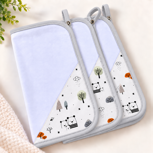 Toalha de Boca Malha Dupla Penteada Premium Escandinava c/ Cinza | Kit com 3 Unidades