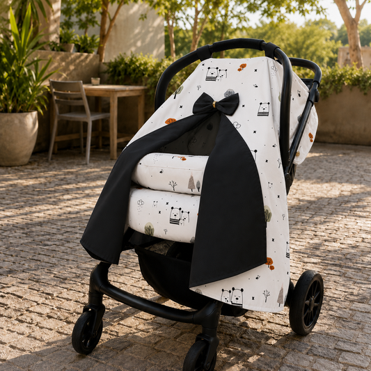 Capota para Bebê Conforto Tenda Dupla Face Escandinava Verso Preto