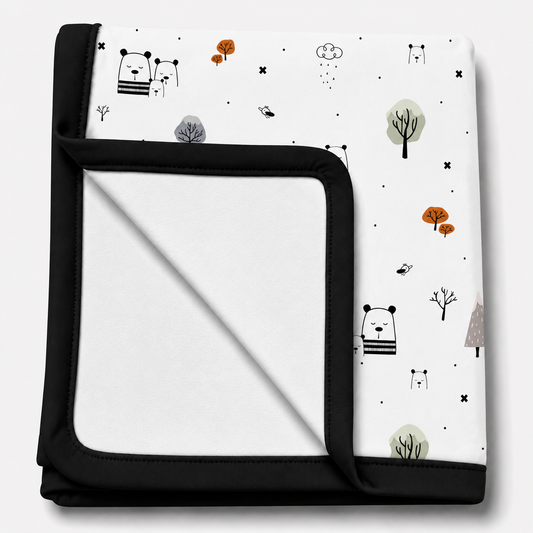 Manta Flanelada Soft Premium Dupla 90 x 70 cm Escandinava c/ Preto