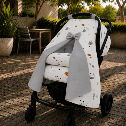 Capota para Bebê Conforto Tenda Dupla Face Escandinava Verso Cinza
