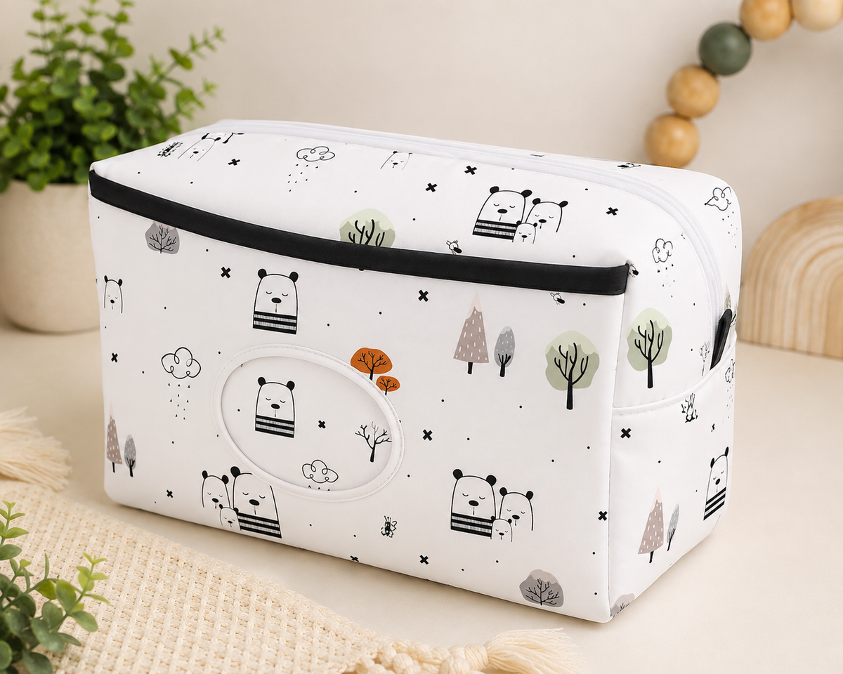 Necessaire Porta Fraldas e Lenço Umedecido 3 Compartimentos Escandinava