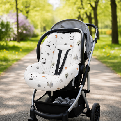 Kit para Bebê Conforto 4 Peças Dupla Face com Capota Tenda Escandinava Verso Cinza