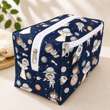 Necessaire Porta Fraldas e Lenço Umedecido 3 Compartimentos Espaço Marinho