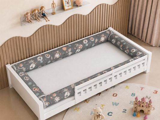 Kit Rolinhos 4 Peças para Cama Solteiro Espaço Cinza