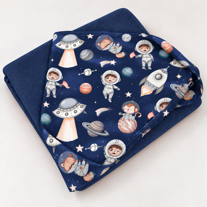 Toalha de Banho com Capuz Forrada Plush Atoalhado Premium 1M x 70cm Espaço Marinho