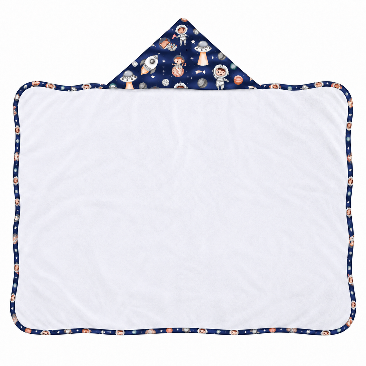 Toalha de Banho com Capuz Forrada Plush Atoalhado Premium 1M x 70cm Espaço Marinho