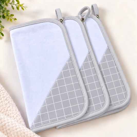 Toalha de Boca Malha Dupla Penteada Premium Grid Cinza | Kit com 3 Unidades