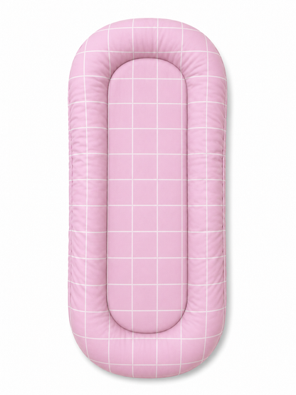 Ninho Casulinho Premium para Carrinho Moisés Universal Grid Rosa