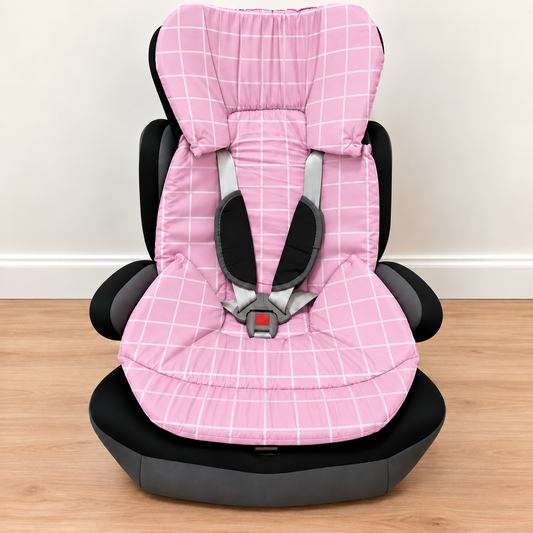 Capa Colchonete para Cadeira de Carro Dupla Face Grid Rosa