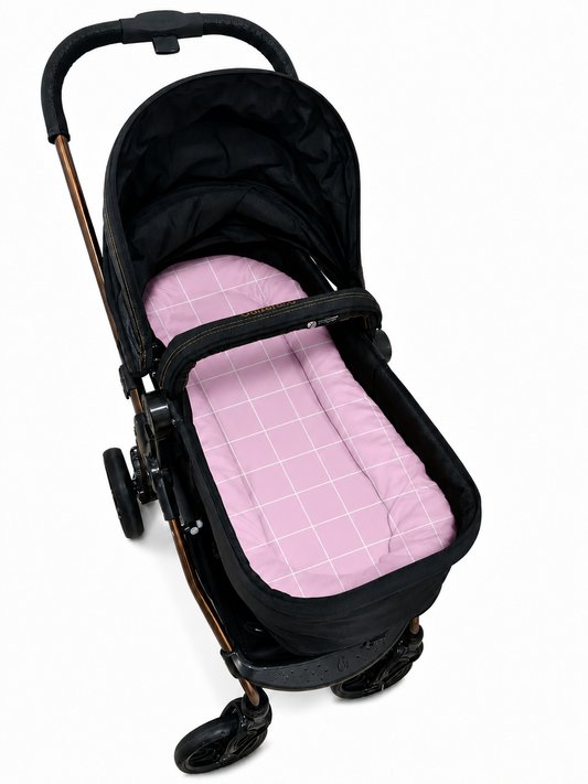 Fronha para Ninho Casulinho Premium para Carrinho Moisés Universal Grid Rosa