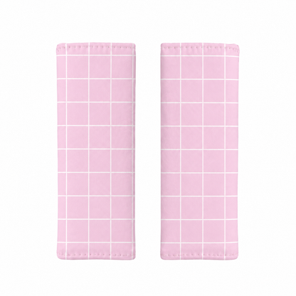 Protetor de Cinto de Segurança Dupla Face Grid Rosa Verso Rosa