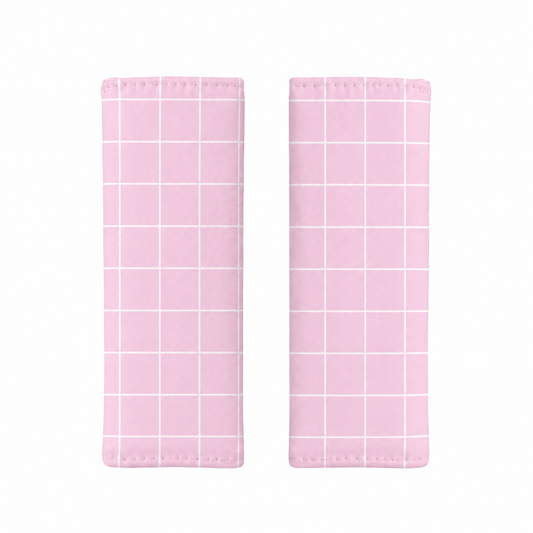 Protetor de Cinto de Segurança Dupla Face Grid Rosa Verso Rosa