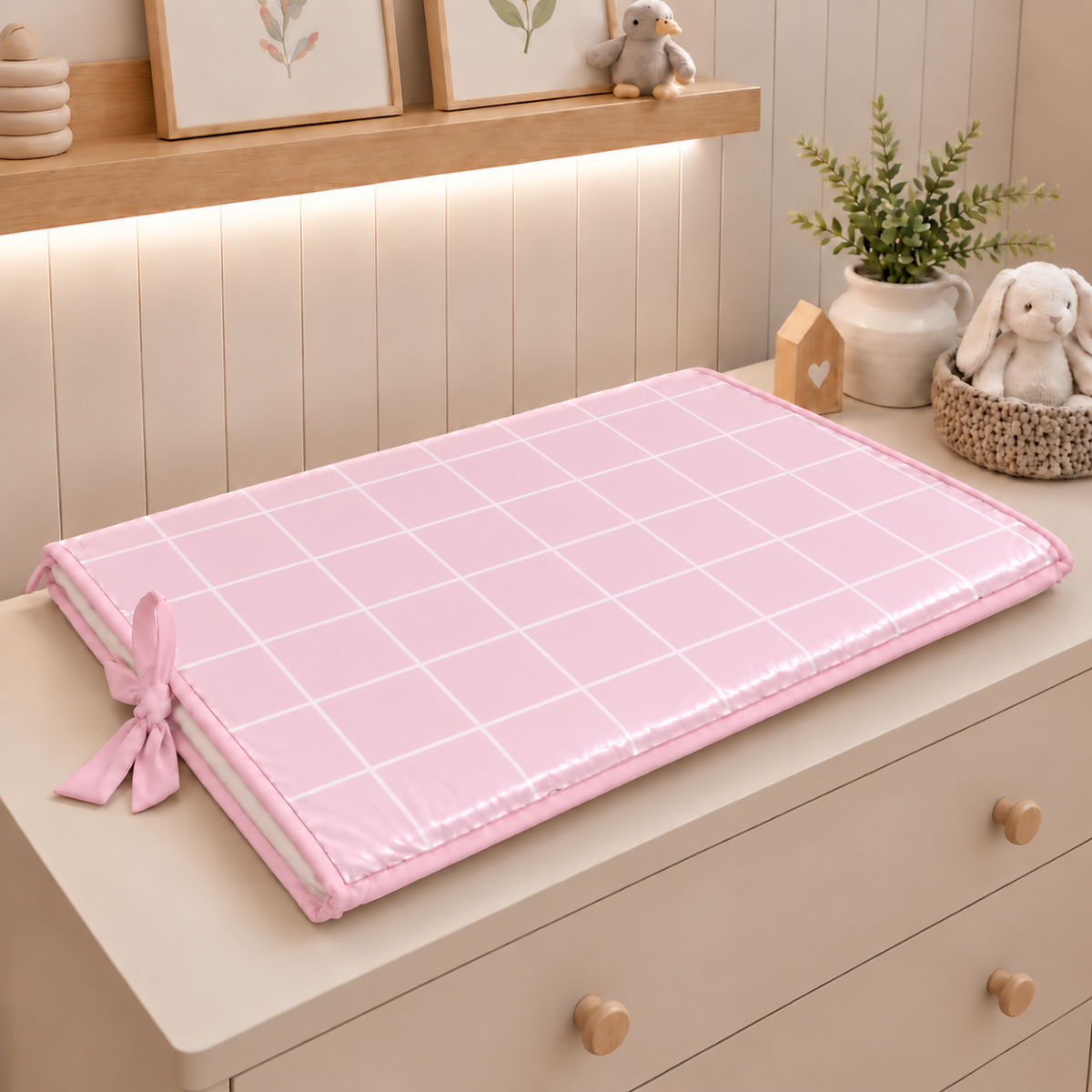 Trocador de Cômoda 70x45x3cm Grid Rosa
