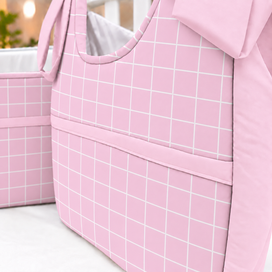 Porta Fraldas ou Porta Treco de Varal Grid Rosa
