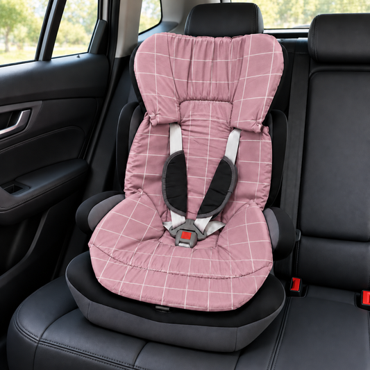 Capa Colchonete para Cadeira de Carro Dupla Face Grid Rose