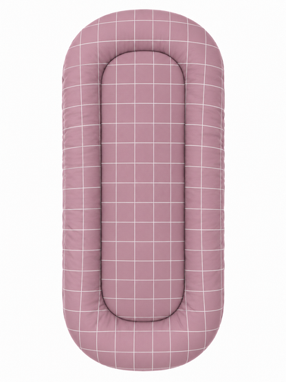 Fronha para Ninho Casulinho Premium para Carrinho Moisés Universal Grid Rosê