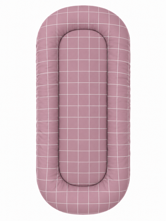 Fronha para Ninho Casulinho Premium para Carrinho Moisés Universal Grid Rosê