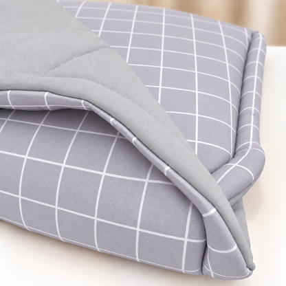 Edredom Estampado Dupla Face para Mini Berço Grid Cinza