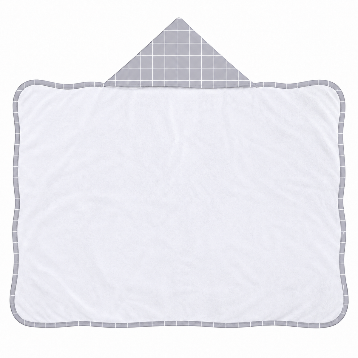 Toalha de Banho com Capuz Forrada Plush Atoalhado Premium 1M x 70cm Grid Cinza
