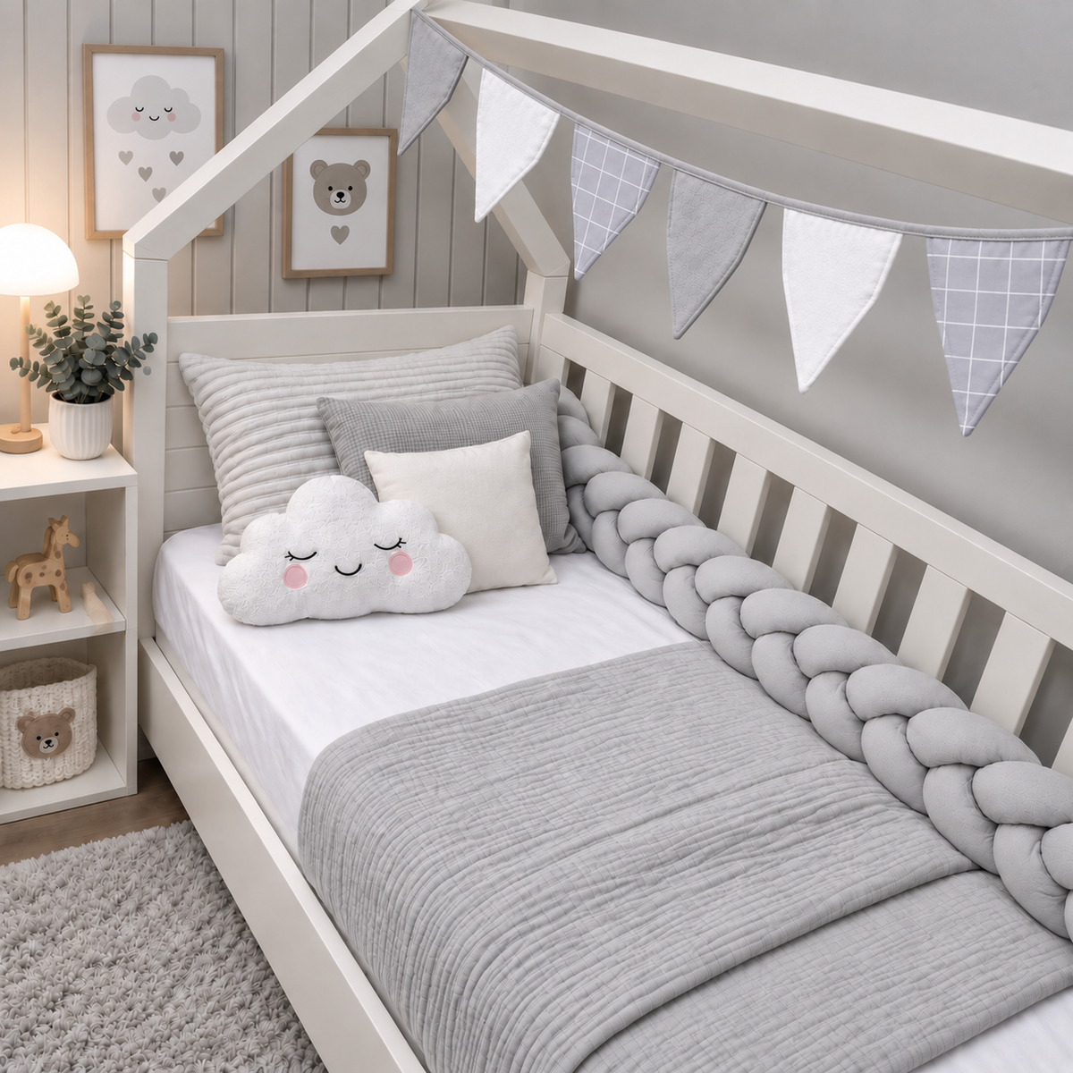 Bandeirinhas Decorativas 2,10m Grid Cinza