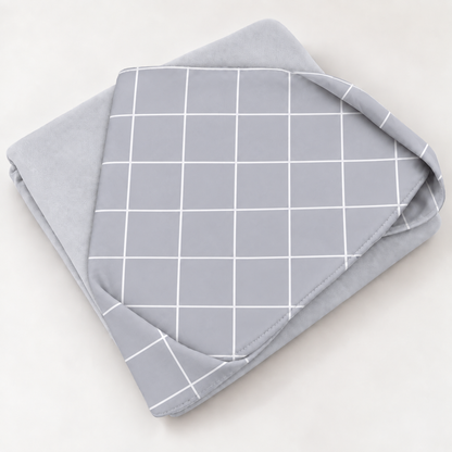 Toalha de Banho com Capuz Forrada Plush Atoalhado Premium 1M x 70cm Grid Cinza