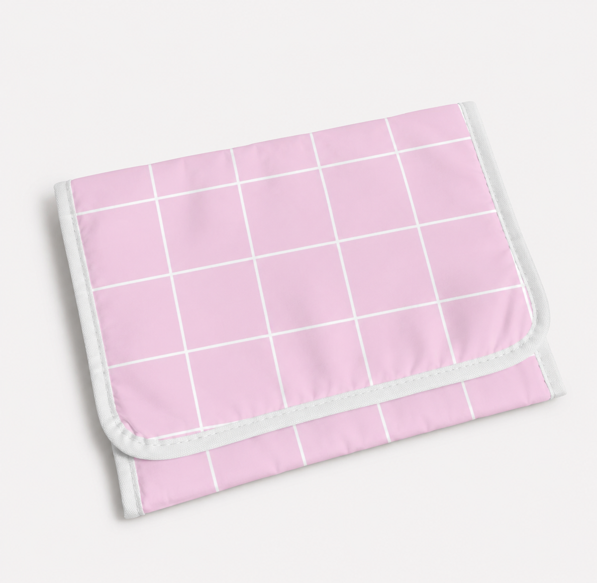 Trocador Portátil Dia a Dia Impermeável Grid Rosa