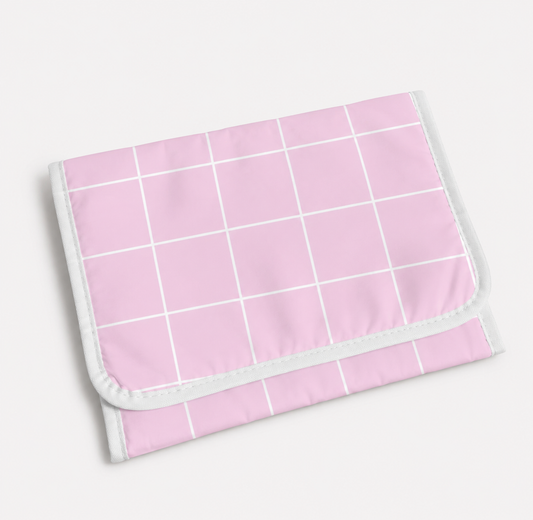 Trocador Portátil Dia a Dia Impermeável Grid Rosa
