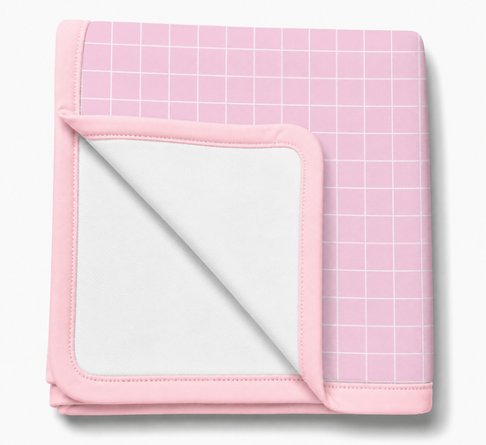 Manta Flanelada Soft Premium Dupla 90 x 70 cm Grid Rosa