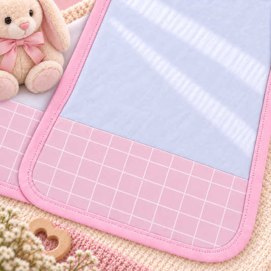 Toalha de Ombro Malha Dupla Penteada Grid Rosa