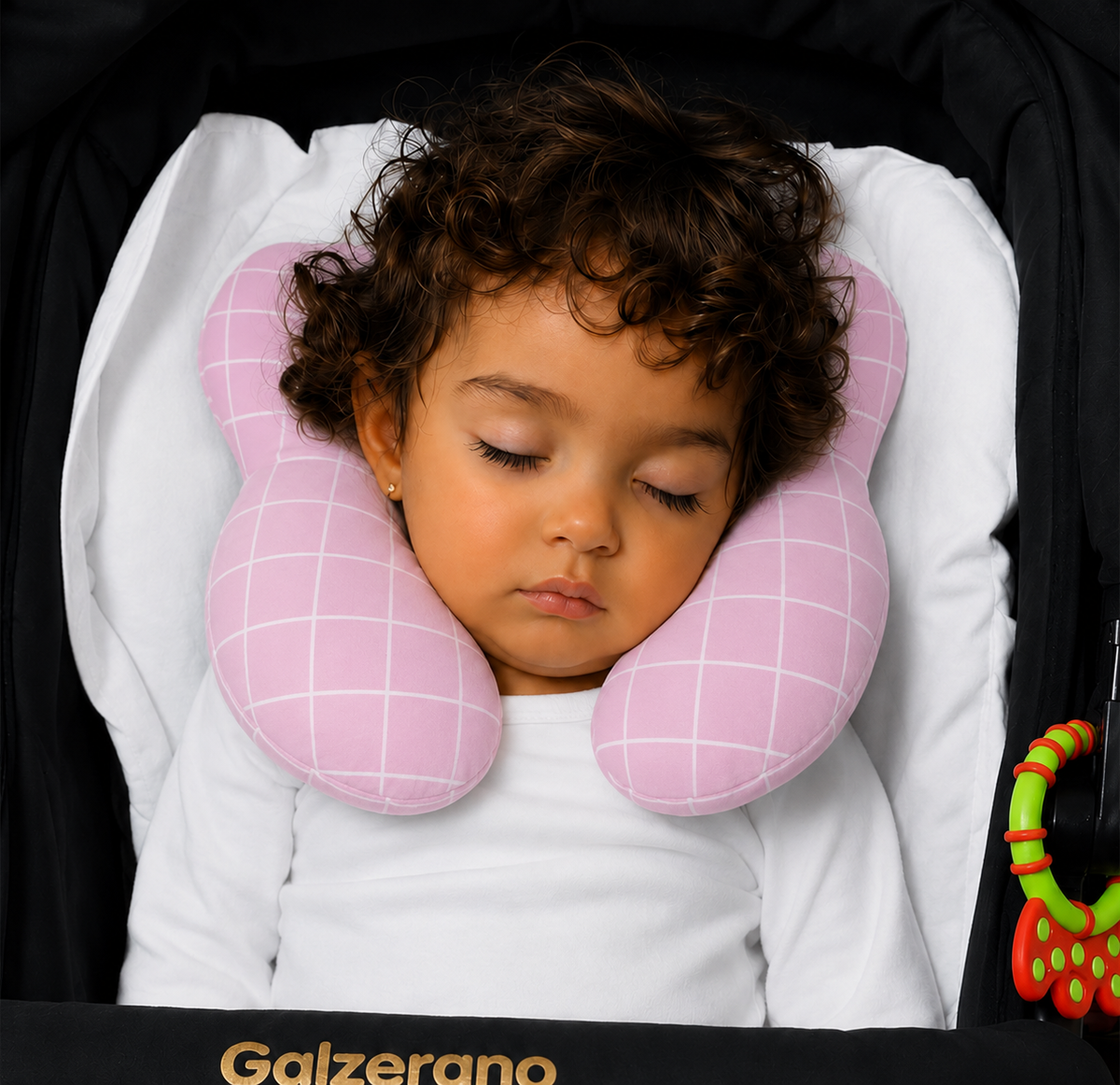 Protetor de Pescoço para Bebê Grid Rosa