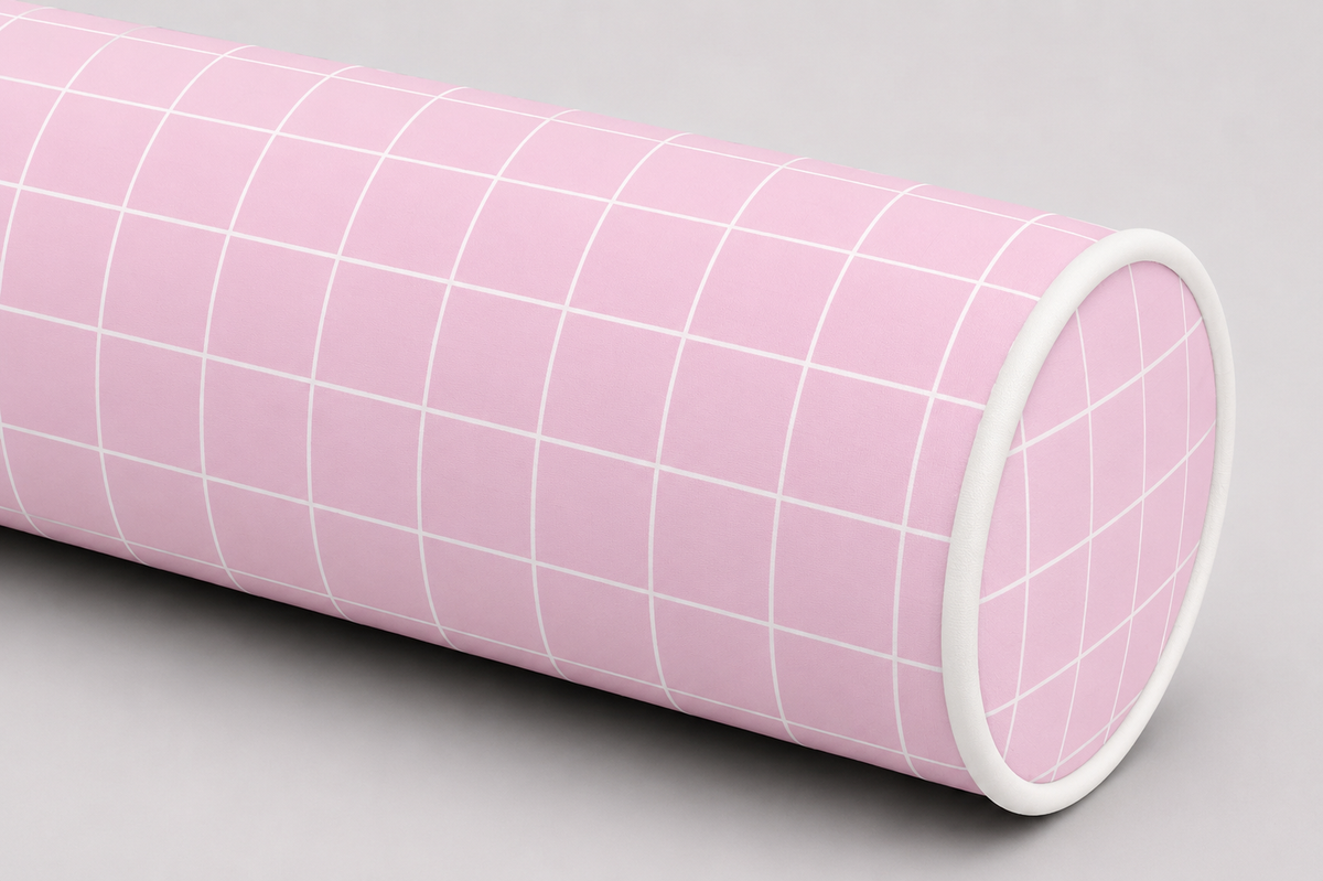 Rolinho Lateral para Cama Solteiro e Casal Grid Rosa