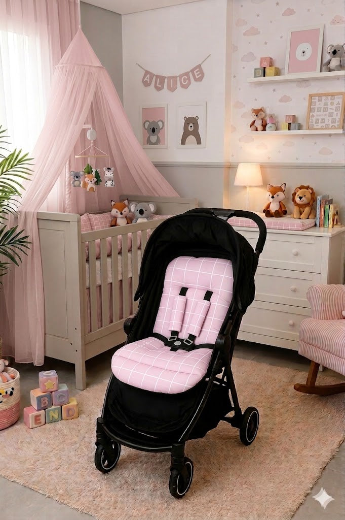Colchonete para Carrinho Grid Rosa
