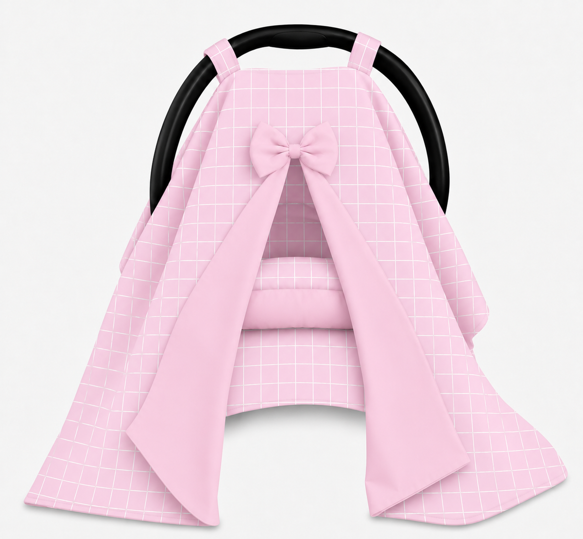 Kit para Bebê Conforto 4 Peças Dupla Face com Capota Tenda Rosa
