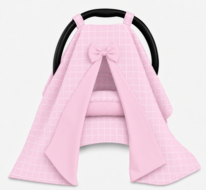 Kit para Bebê Conforto 4 Peças Dupla Face com Capota Tenda Rosa