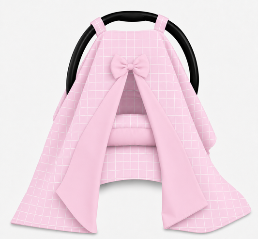 Capota para Bebê Conforto Tenda Dupla Face Grid Rosa Verso Rosa