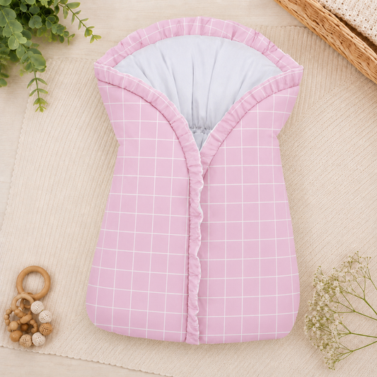 Saco Manta Porta Bebê Grid Rosa