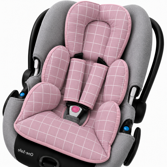 Colchonete para Bebê Conforto Dupla Face Grid Rose