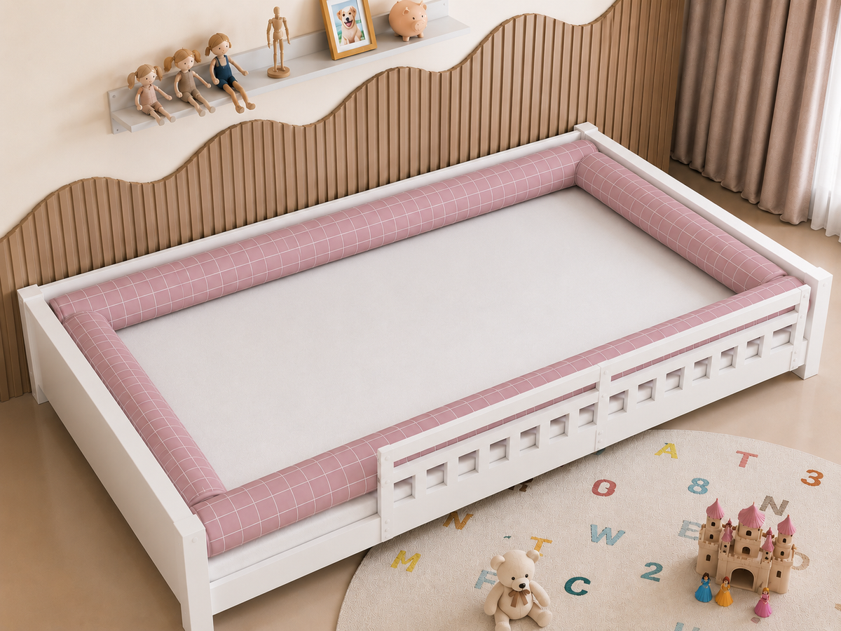 Kit Rolinhos 4 Peças para Cama Casal Grid Rosê