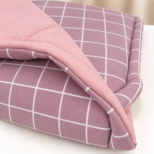 Edredom Estampado Dupla Face para Mini Berço Grid Rosê