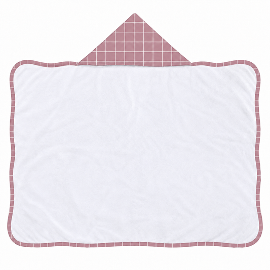 Toalha de Banho com Capuz Forrada Plush Atoalhado Premium 1M x 70cm Grid Rosê