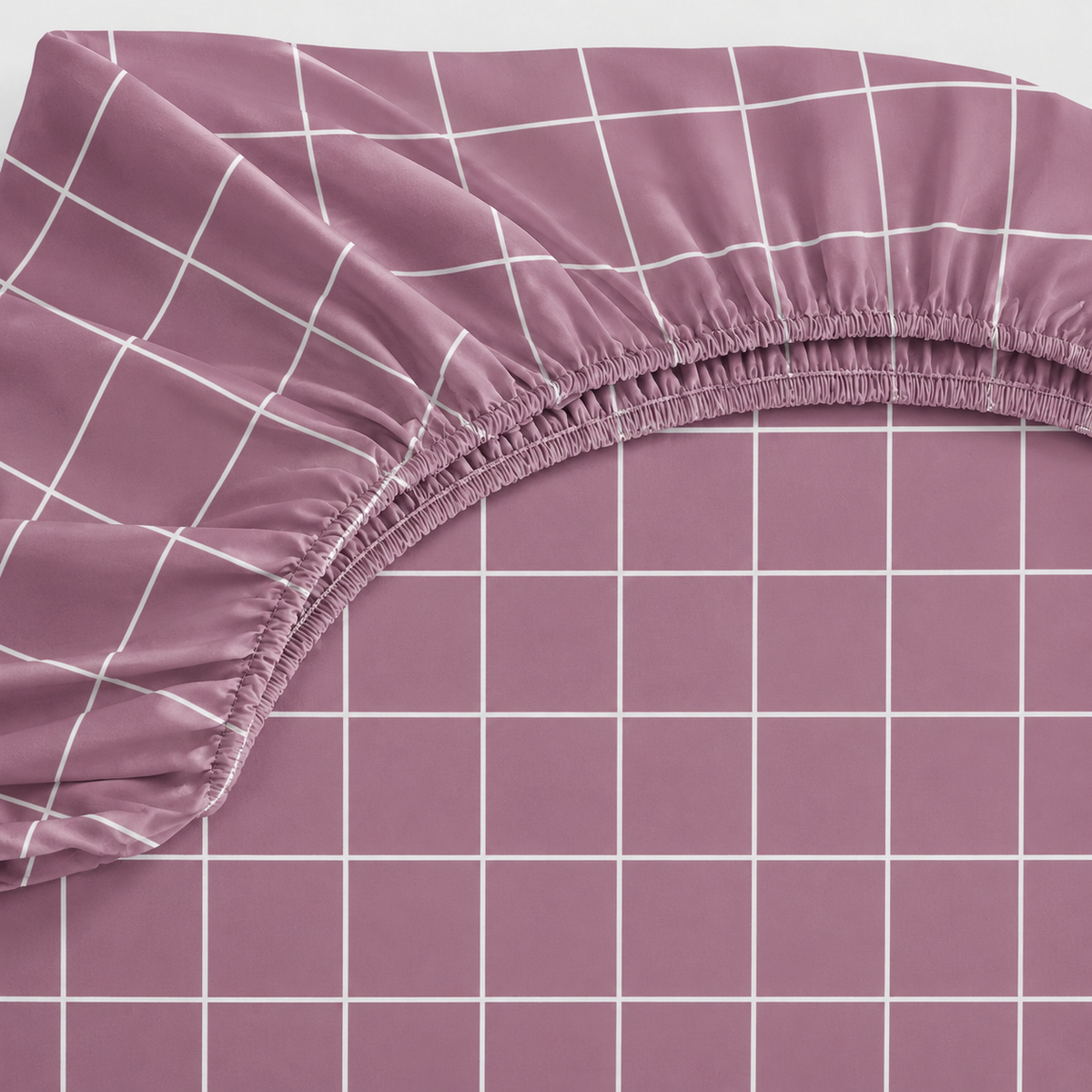 Lençol Estampado para Mini Berço 100% Algodão Grid Rosê